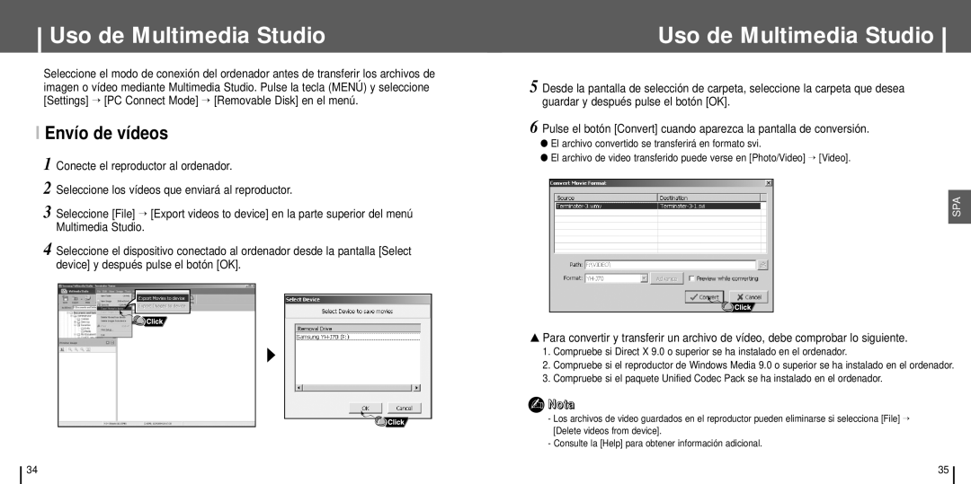 Samsung YH-J70SW/ELS manual Envío de vídeos 