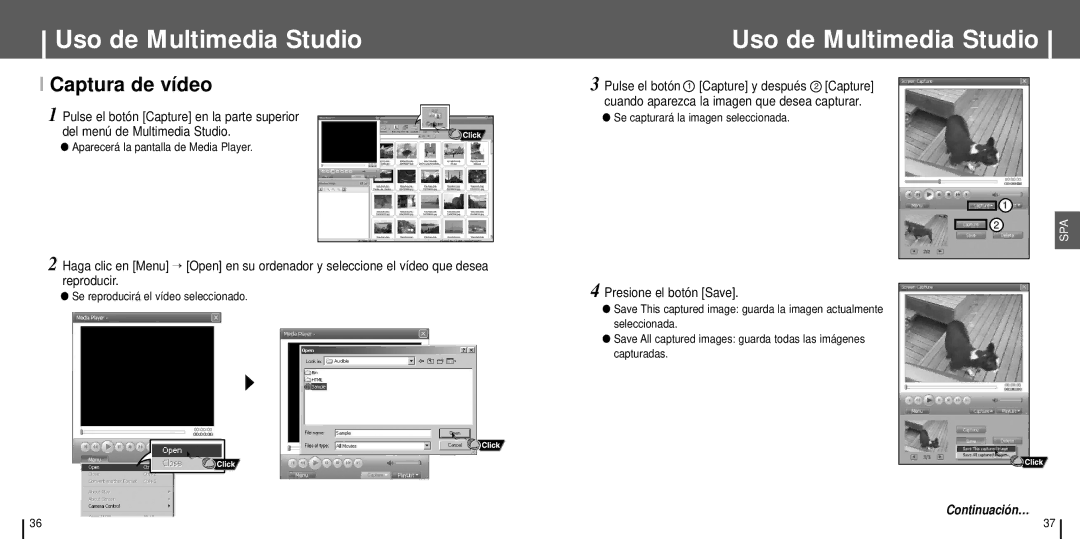 Samsung YH-J70SW/ELS manual Captura de vídeo, Presione el botón Save 