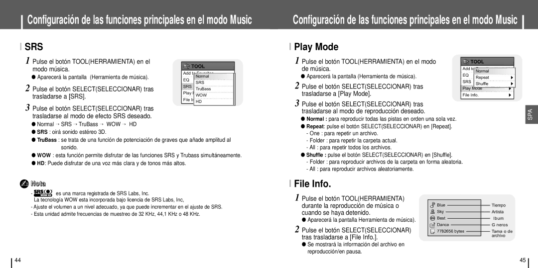 Samsung YH-J70SW/ELS manual Play Mode, File Info 