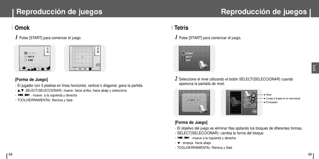 Samsung YH-J70SW/ELS manual Omok, Tetris 