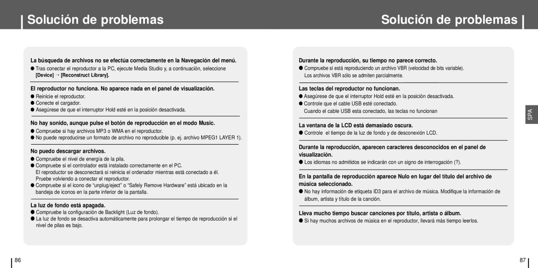 Samsung YH-J70SW/ELS manual Solución de problemas, No puedo descargar archivos 