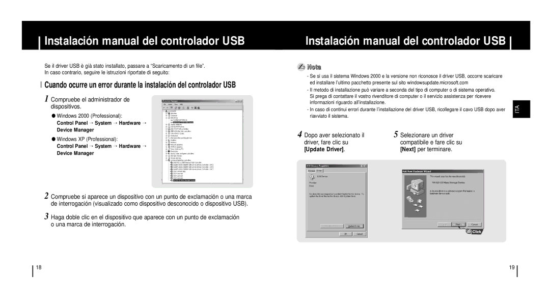 Samsung YH920GS1/ELS, YH920GS2/ELS Instalación manual del controlador USB, Compruebe el administrador de dispositivos 