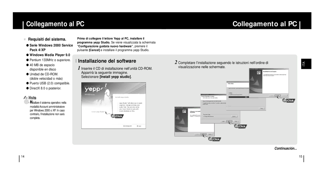 Samsung YH920GS1/ELS, YH920GS2/ELS manual Collegamento al PC, Installazione del software, Visualizzazione nelle schermate 