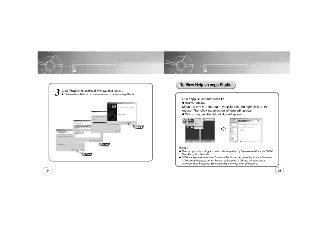 Samsung YP-35 manual To View Help on yepp Studio 