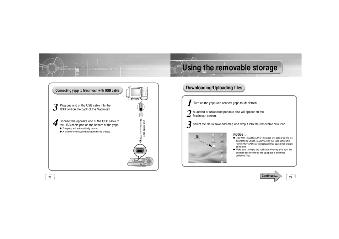 Samsung YP-35 manual Using the removable storage 