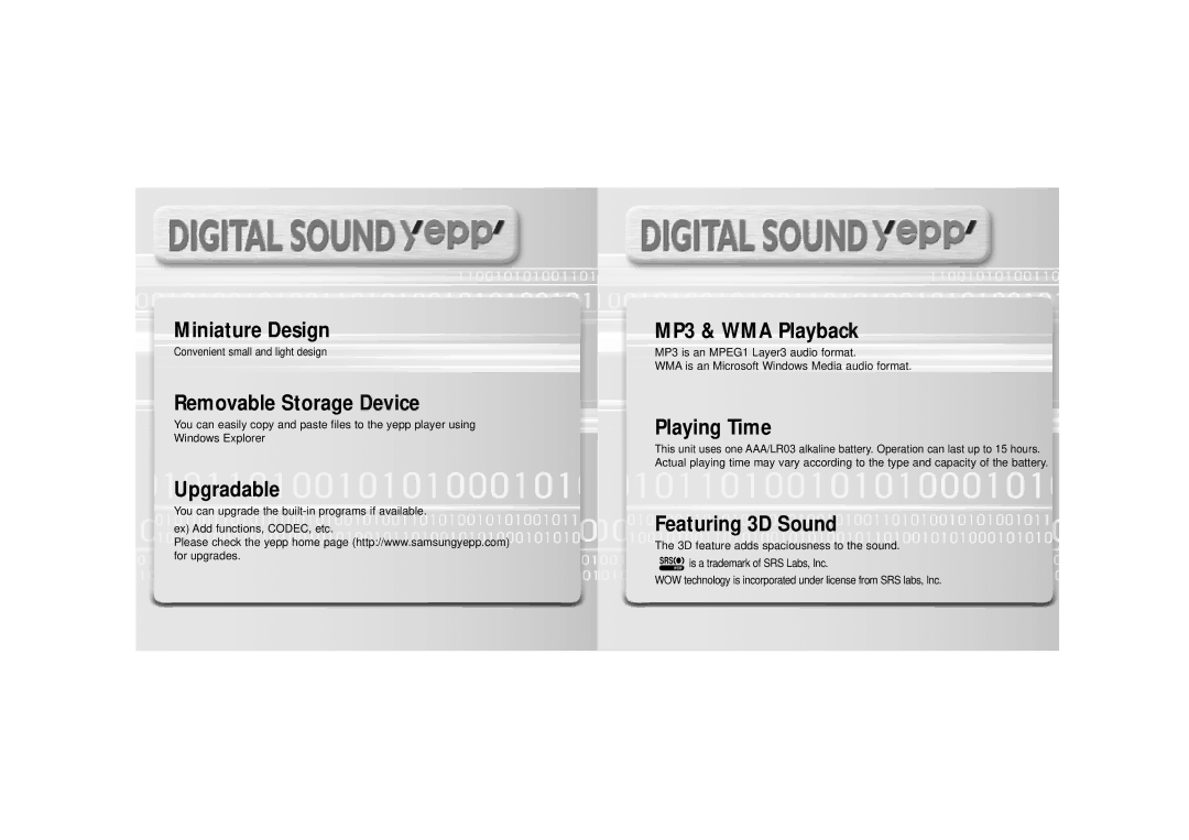 Samsung YP-35H/ELS2 manual Miniature Design 