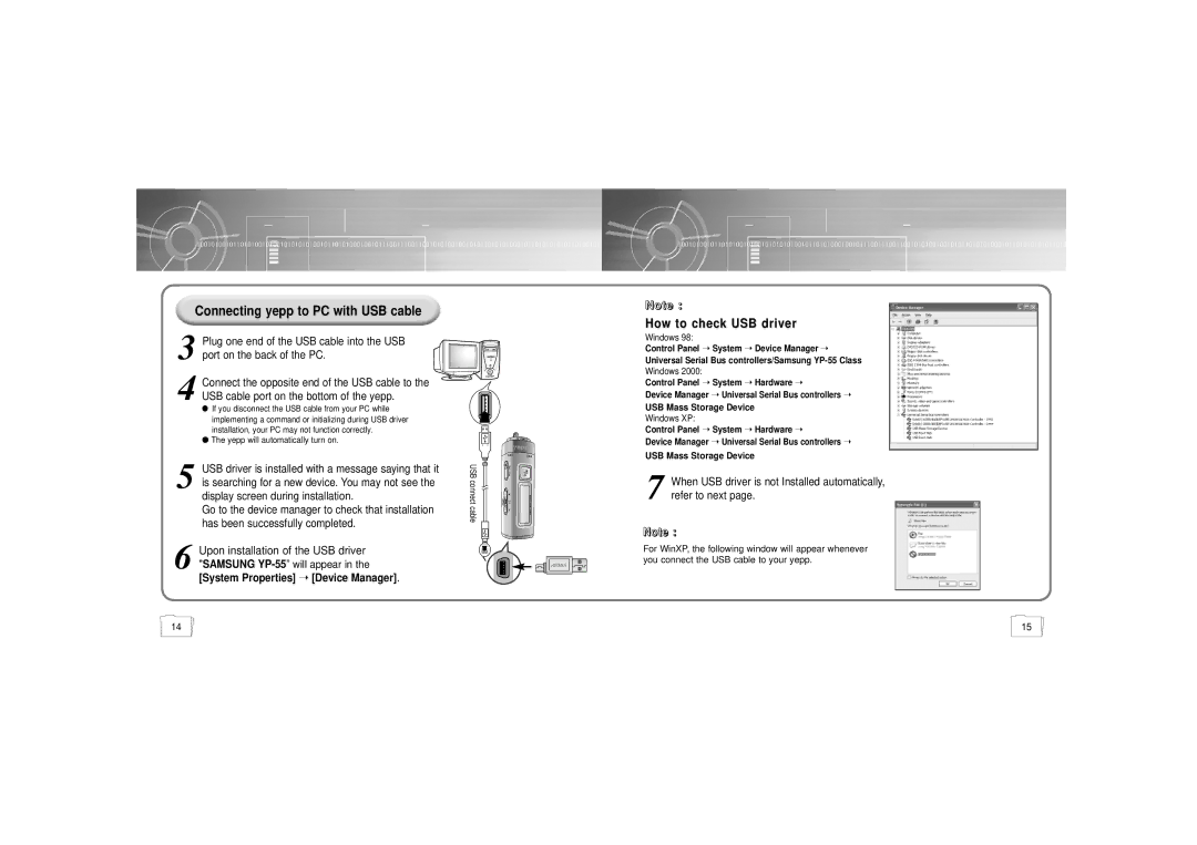 Samsung YP-55 manual HowHow toto checkcheck Usbusb driverdriver 