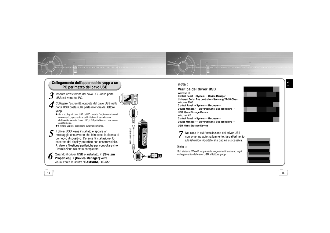 Samsung YP55X1/ELS, YP-55H/ELS2, YP-55H/ELS1 manual VVerificaerifica deldel driverdriver Usbusb 