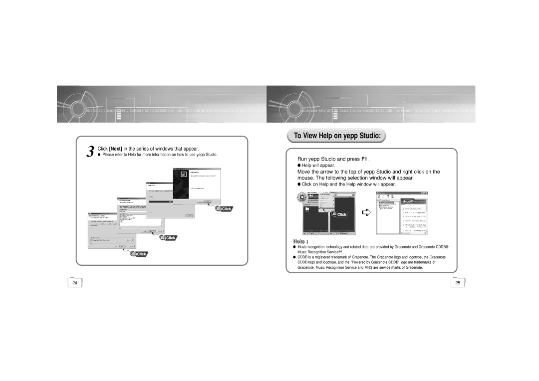 Samsung YP-55H/ELS2, YP-55V/ELS2, YP-55H/ELS1 manual To View Help on yepp Studio 