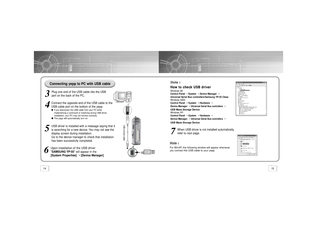 Samsung YP-55H/ELS2, YP-55V/ELS2, YP-55H/ELS1 manual HowHow toto checkcheck Usbusb driverdriver 