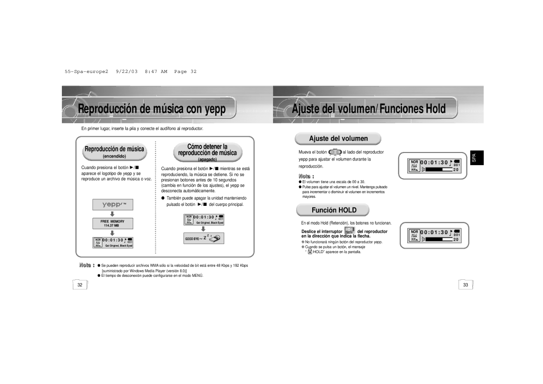 Samsung YP-55V/ELS2, YP-55H/ELS2 manual Có mo detener la Reproducció n de mú sica, NOR 0 0 0 1 3 