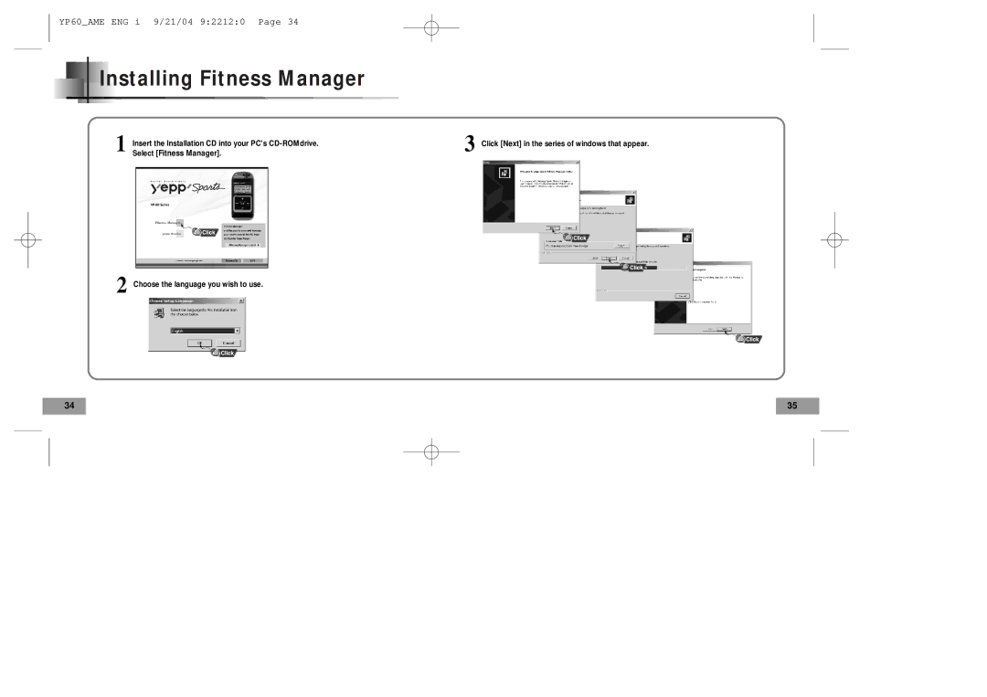 Samsung YP-60 manual Installing Fitness Manager 