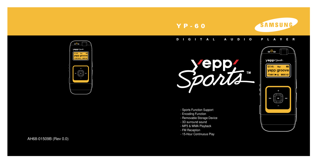 Samsung YP60V2/ELS, YP-60V manual Soporte para función de deportes Función de codificación, horas de reproducción continua 