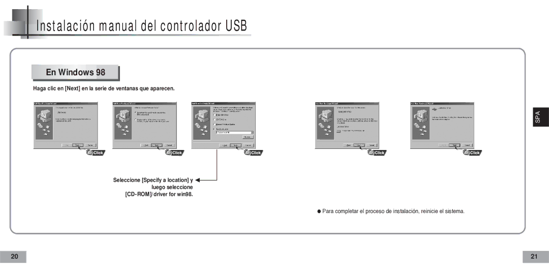 Samsung YP60V2/ELS, YP-60V Instalación manual del controlador USB, En Windows 