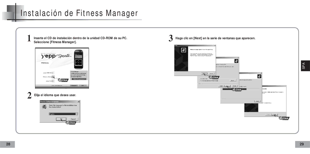 Samsung YP60V2/ELS, YP-60V manual Instalación de Fitness Manager 