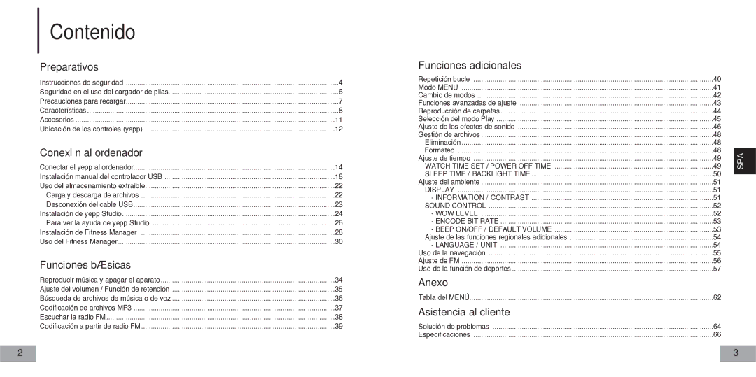 Samsung YP-60V, YP60V2/ELS manual Contenido, Preparativos 