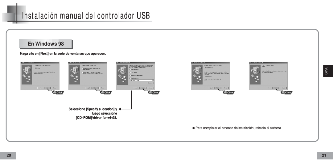Samsung YP60V2/ELS, YP-60V Instalación manual del controlador USB, En Windows 