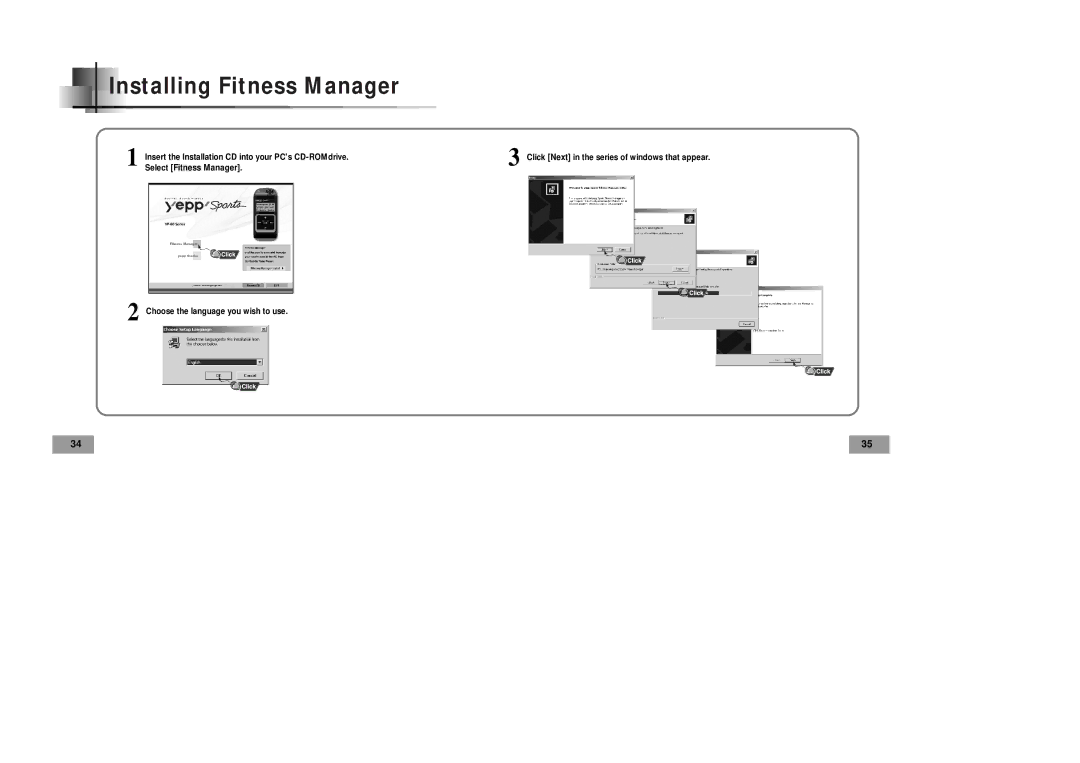 Samsung YP-60V manual Installing Fitness Manager 