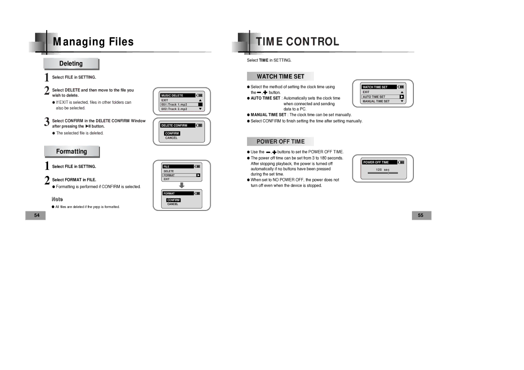 Samsung YP-60V manual Managing Files, Deleting 