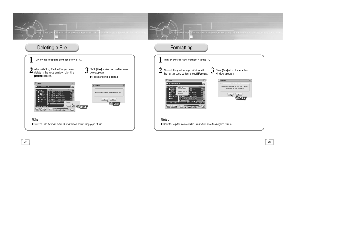 Samsung YP-780, AH68-01510S, 20051027153106109 manual Deleting a File 