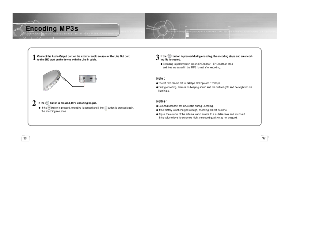 Samsung AH68-01510S, YP-780, 20051027153106109 manual Encoding MP3s 