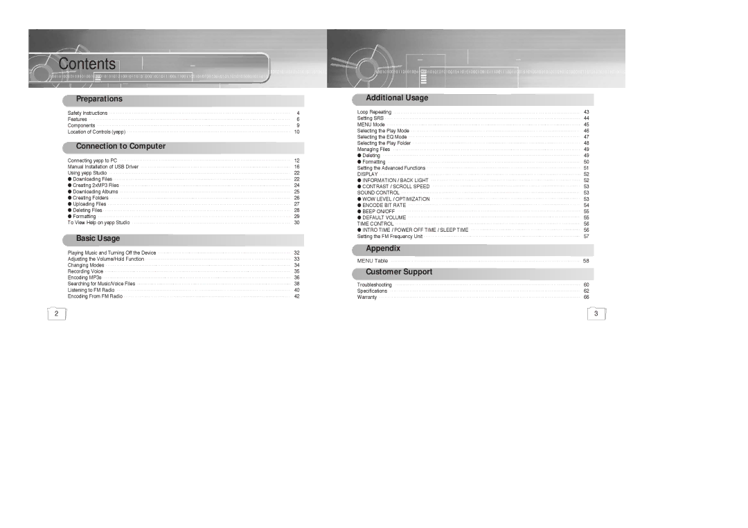 Samsung 20051027153106109, YP-780, AH68-01510S manual Contents 