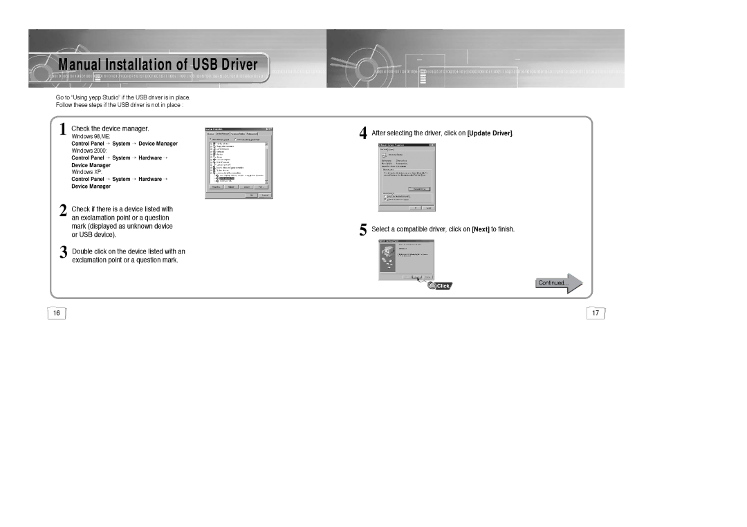 Samsung YP-780, AH68-01510S, 20051027153106109 manual Manual Installation of USB Driver 