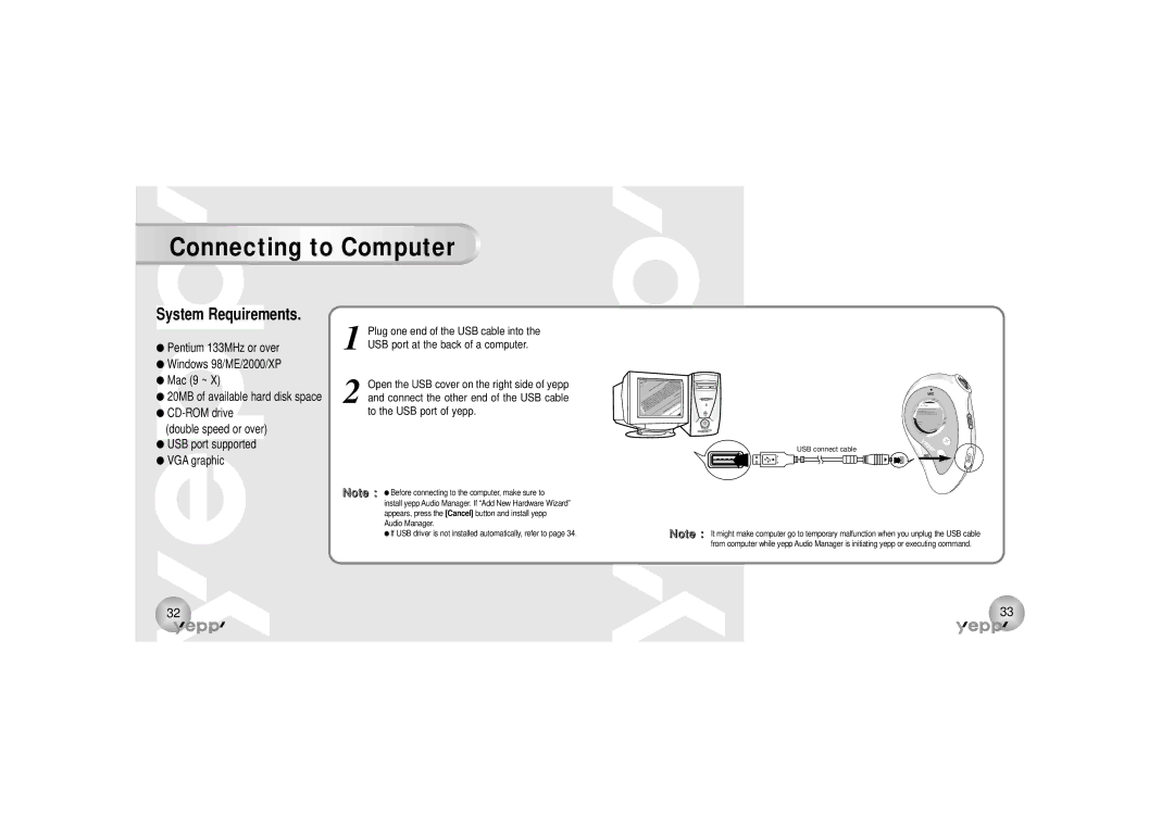 Samsung YP-90S, YP-90H manual Connecting to Computer, System Requirements 