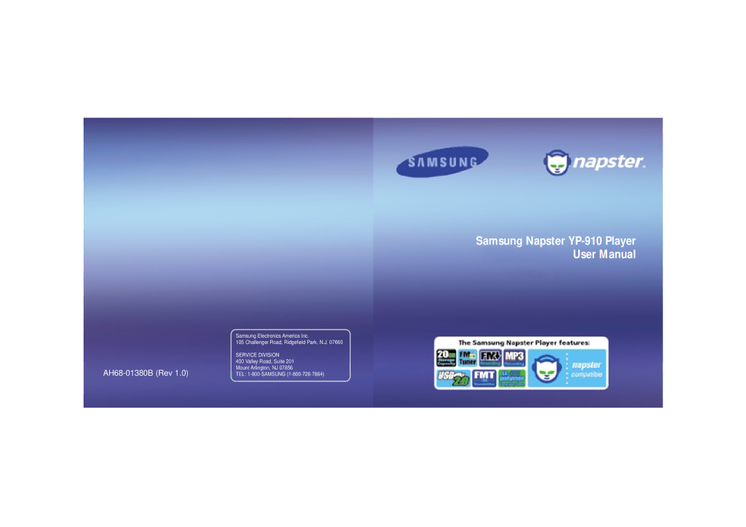 Samsung user manual Samsung Napster YP-910 Player 