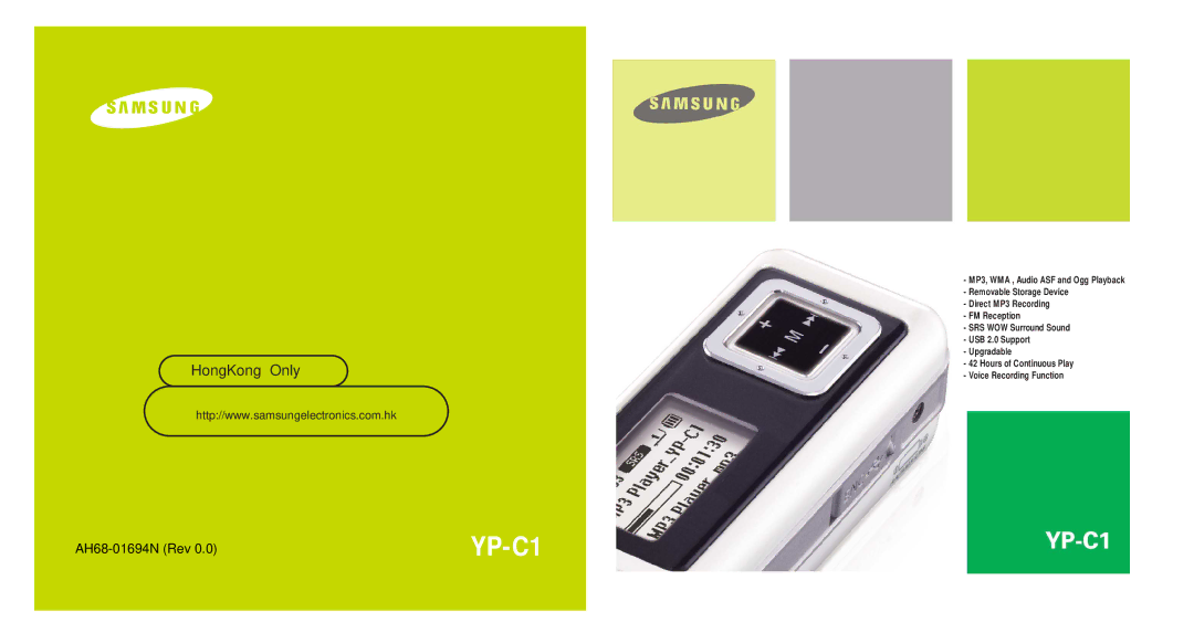 Samsung YP-C1H/XSV, YP-C1V/XSV, YP-C1X/XSV, YP-C1Z/XSV manual 