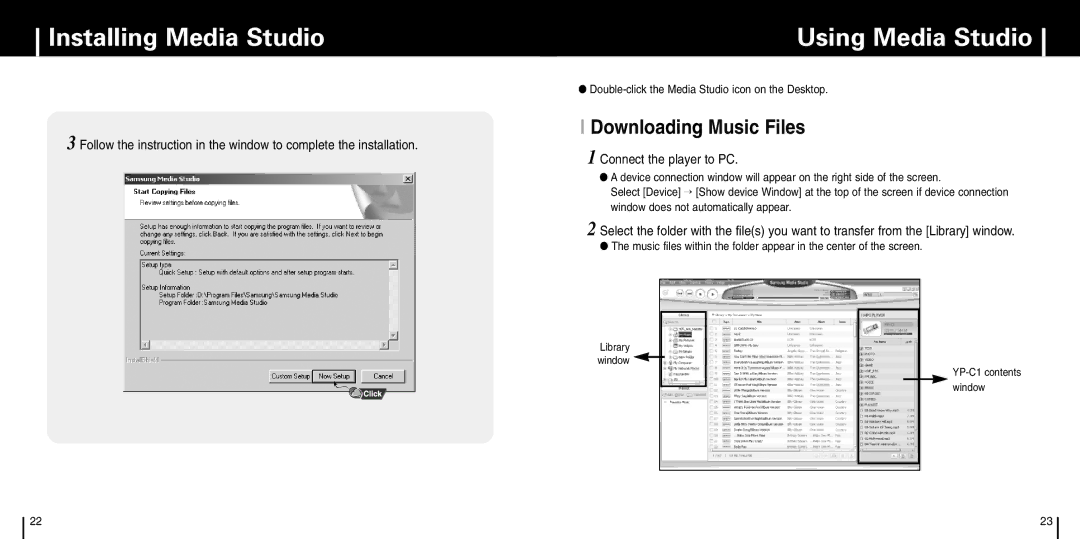 Samsung YP-C1X manual Installing Media Studio Using Media Studio, Double-click the Media Studio icon on the Desktop 