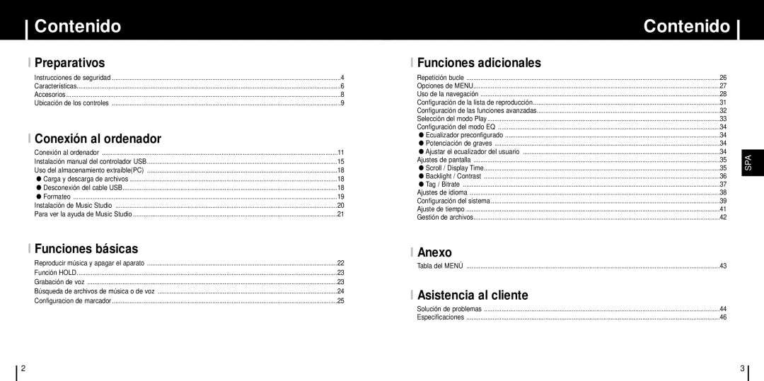 Samsung YP-C1X/ELS manual Contenido 