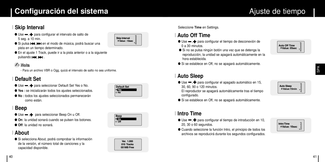 Samsung YP-C1X/ELS manual Ajuste de tiempo 