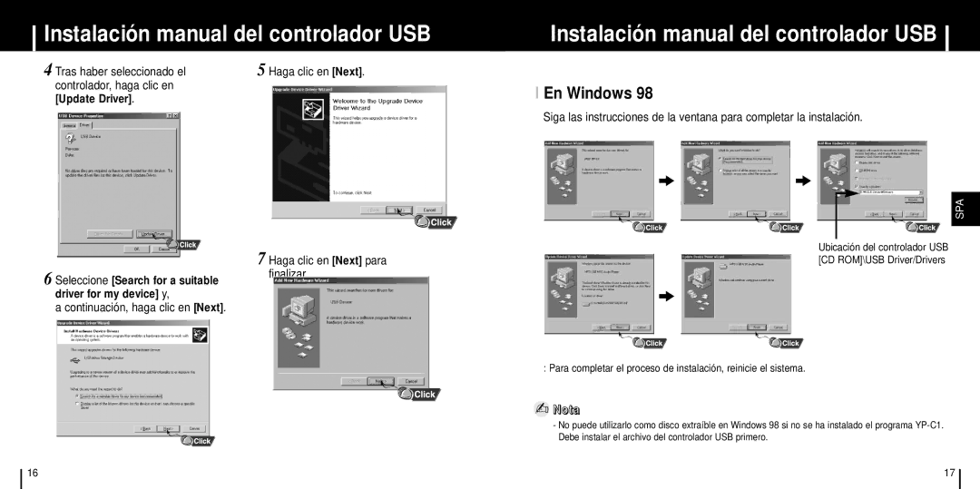 Samsung YP-C1X/ELS manual En Windows, Tras haber seleccionado el, Haga clic en Next 