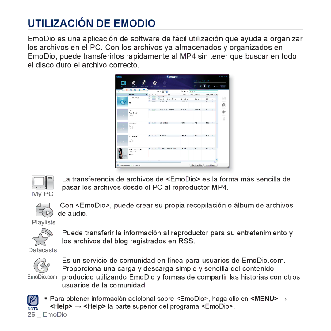 Samsung YP-CP3AB/EDC, YP-CP3AB/CHN manual Utilización DE Emodio 