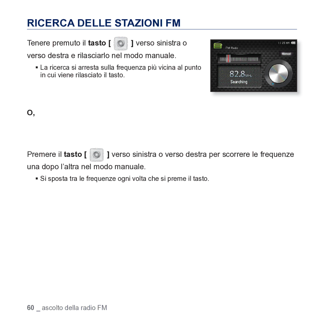 Samsung YP-CP3AB/EDC manual Ricerca Delle Stazioni FM 