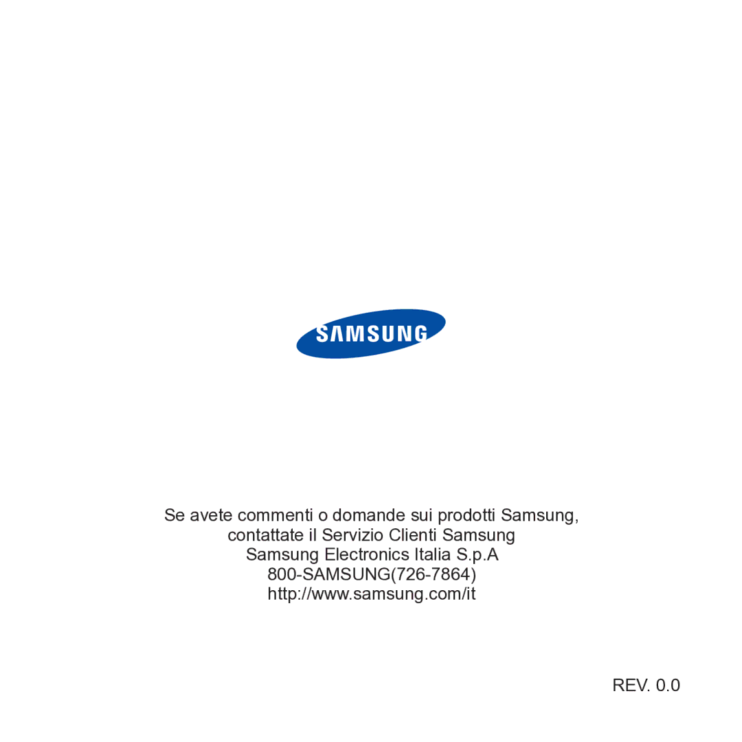 Samsung YP-CP3AB/EDC manual Se avete commenti o domande sui prodotti Samsung REV 