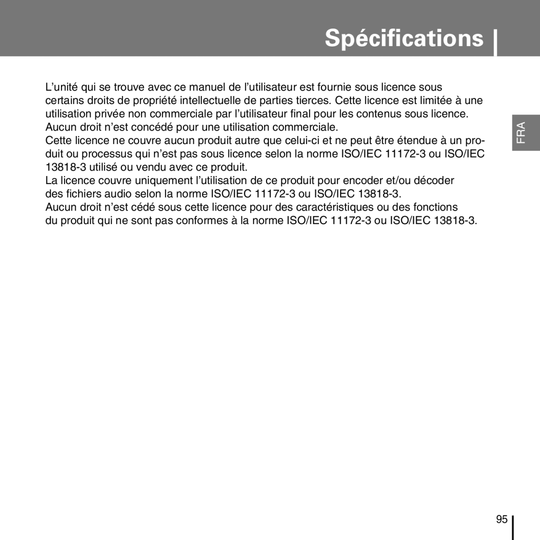 Samsung YP-D1QB/ELS, YP-D1Q/ELS, YP-D1Z/ELS, YP-D1ZW/ELS manual Spécifications 