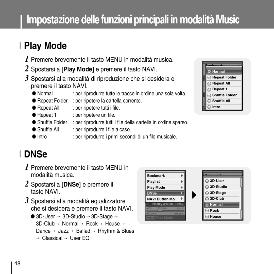 Samsung YP-D1Q/ELS, YP-D1ZW/ELS manual Play Mode, DNSe 