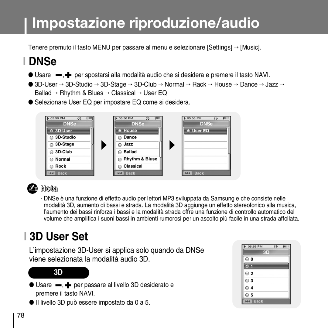 Samsung YP-D1Q/ELS, YP-D1ZW/ELS manual DNSe, 3D User Set 