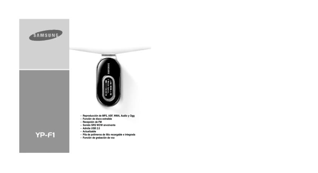 Samsung YP-F1XB/ELS, YP-F1ZW/ELS, YP-F1XB/XEC manual 