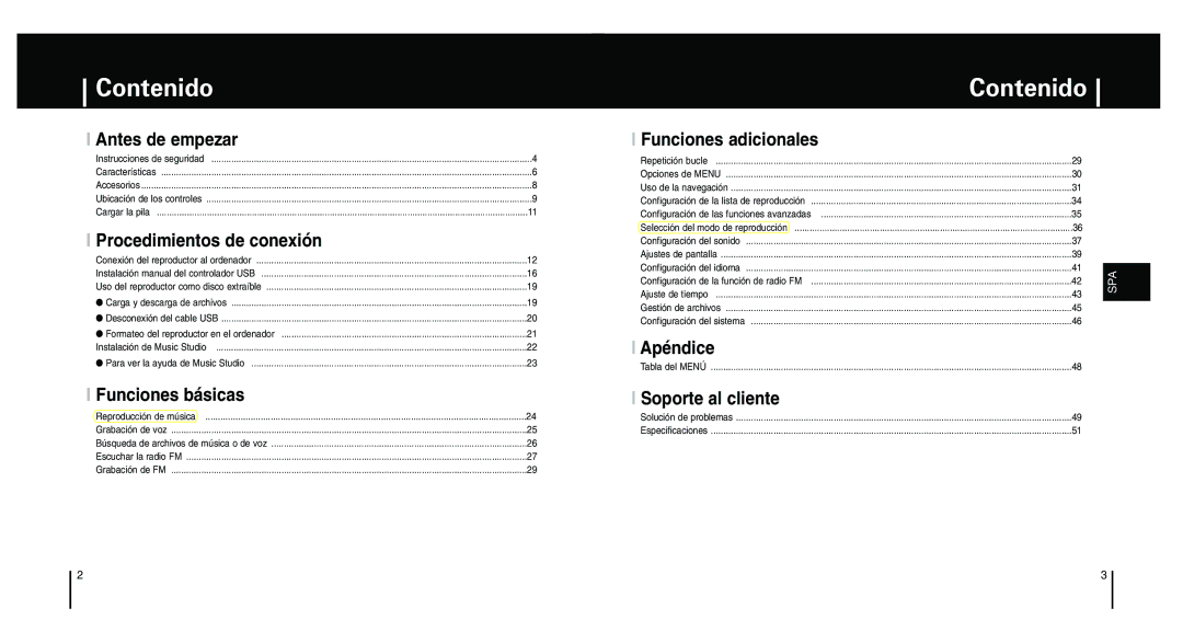 Samsung YP-F1XB/XEC, YP-F1ZW/ELS, YP-F1XB/ELS manual Contenido 