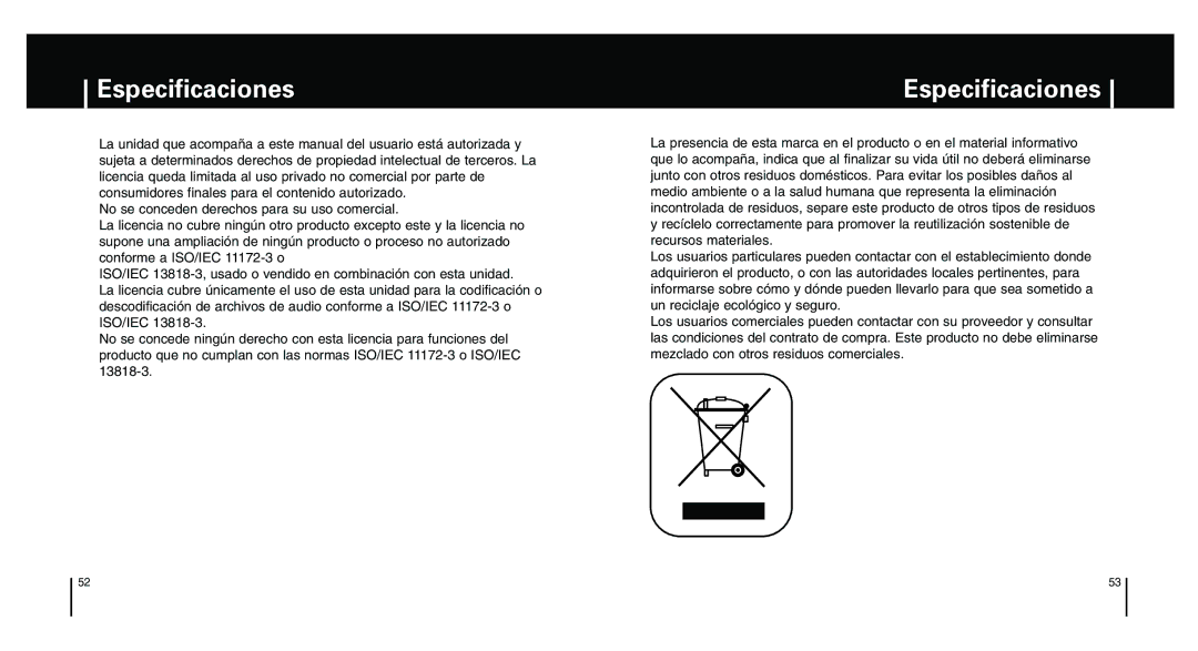 Samsung YP-F1ZW/ELS, YP-F1XB/ELS, YP-F1XB/XEC manual Especificaciones 