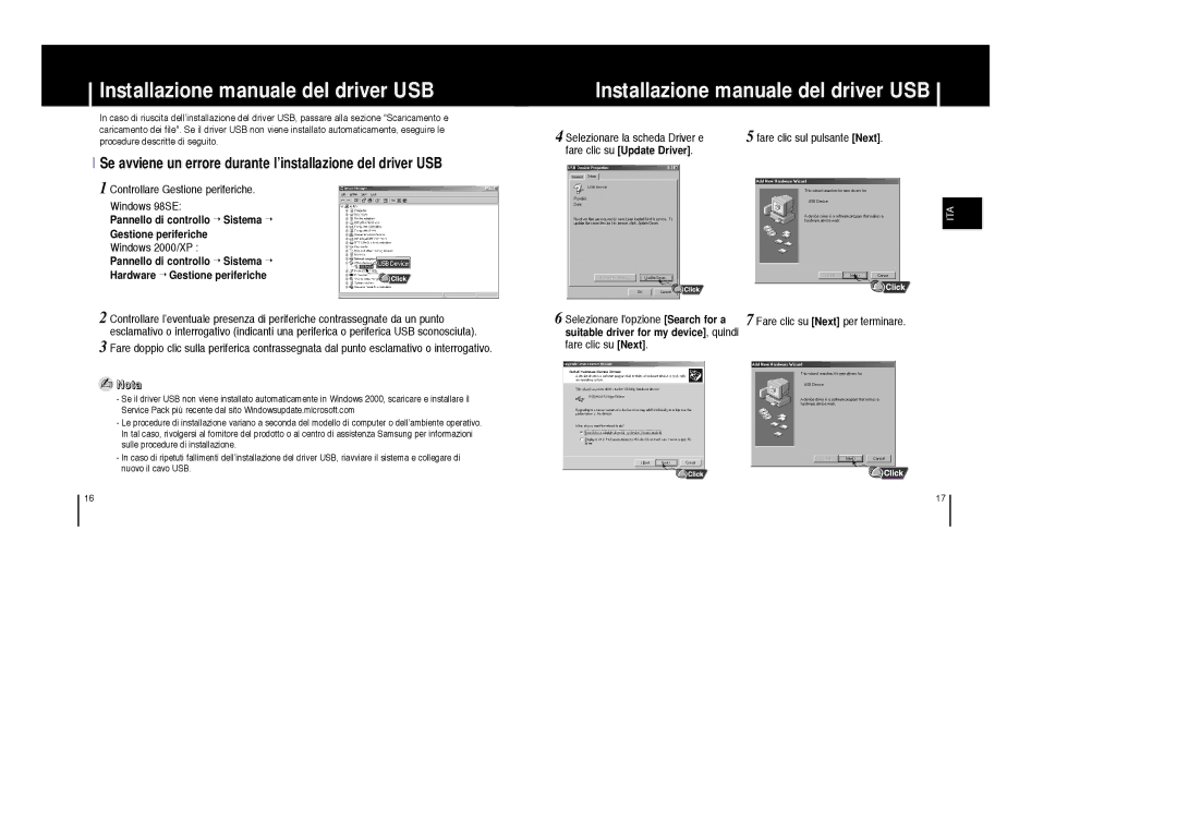 Samsung YP-F1XB/ELS, YP-F1ZW/ELS Installazione manuale del driver USB, Pannello di controllo Sistema Gestione periferiche 