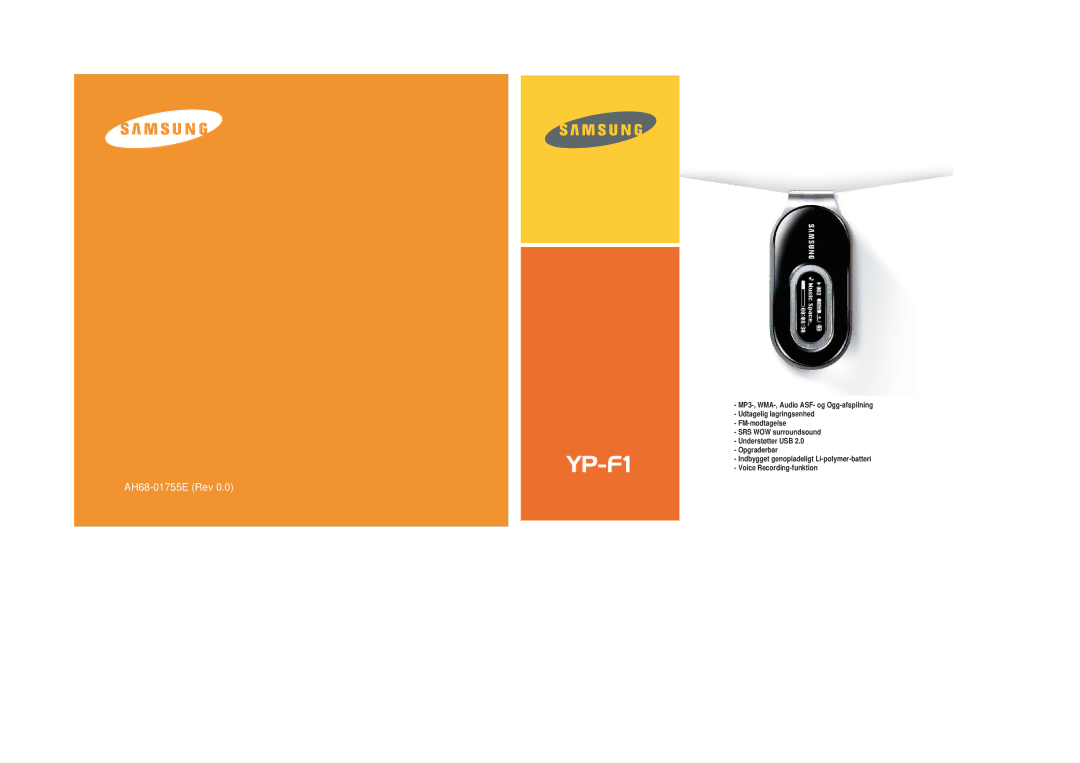 Samsung YP-F1XB/ELS, YP-F1ZW/ELS manual AH68-01755E Rev 