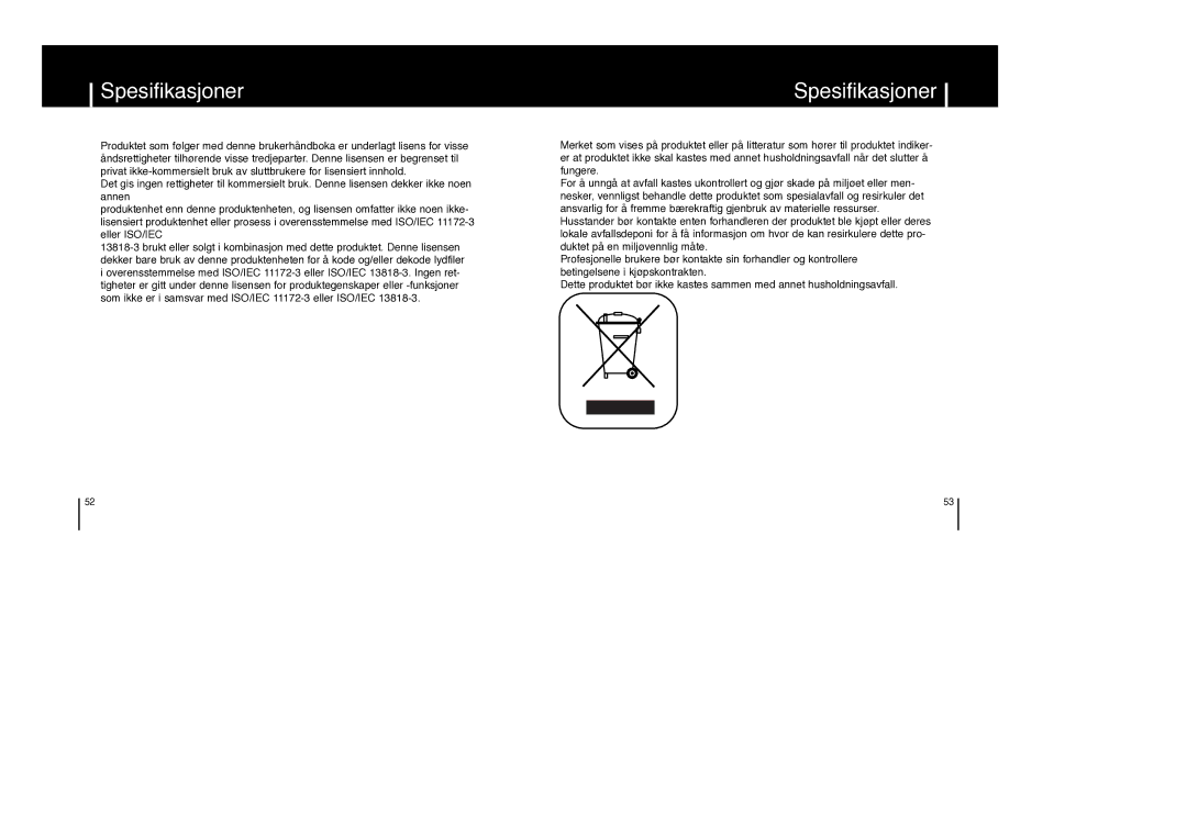 Samsung YP-F1XB/ELS, YP-F1ZW/ELS manual Spesifikasjoner 