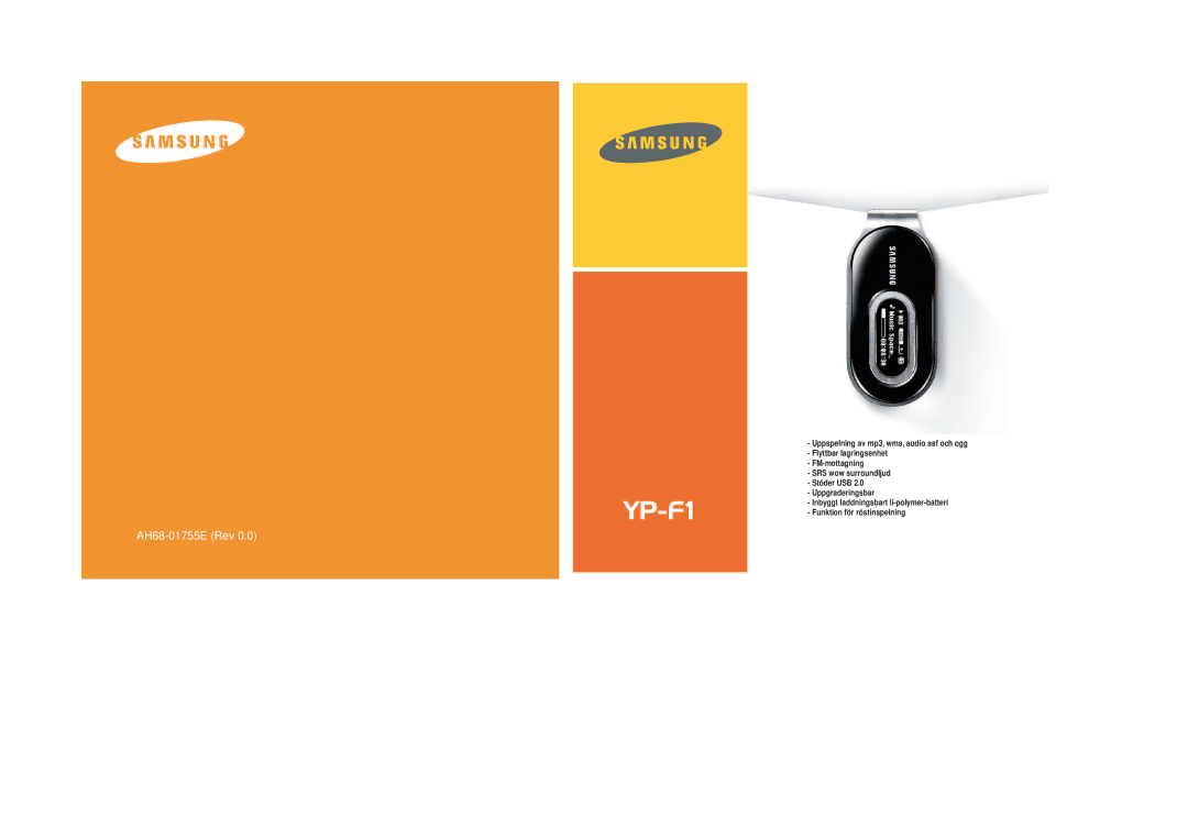 Samsung YP-F1XB/ELS, YP-F1ZW/ELS manual AH68-01755F Rev 