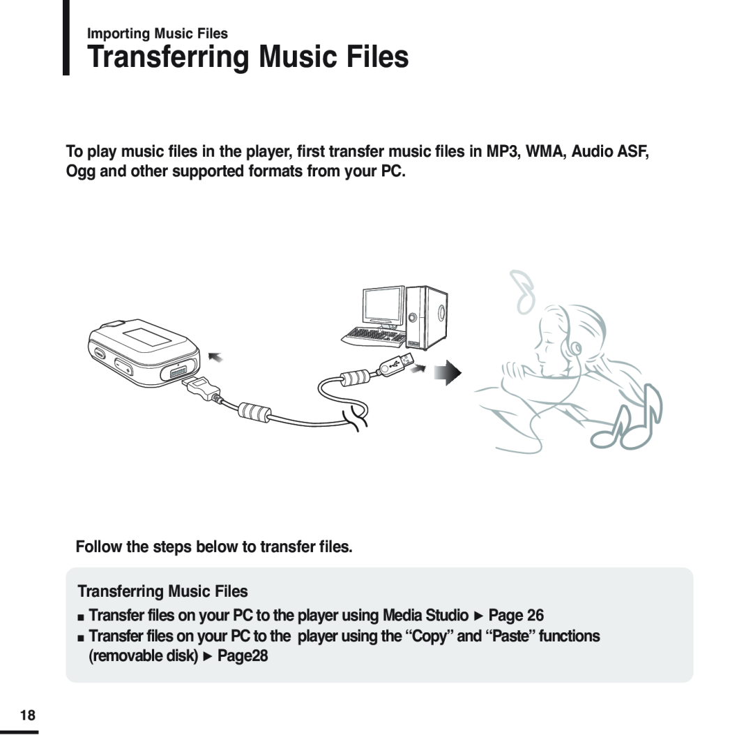 Samsung YP-F2 manual Transferring Music Files 