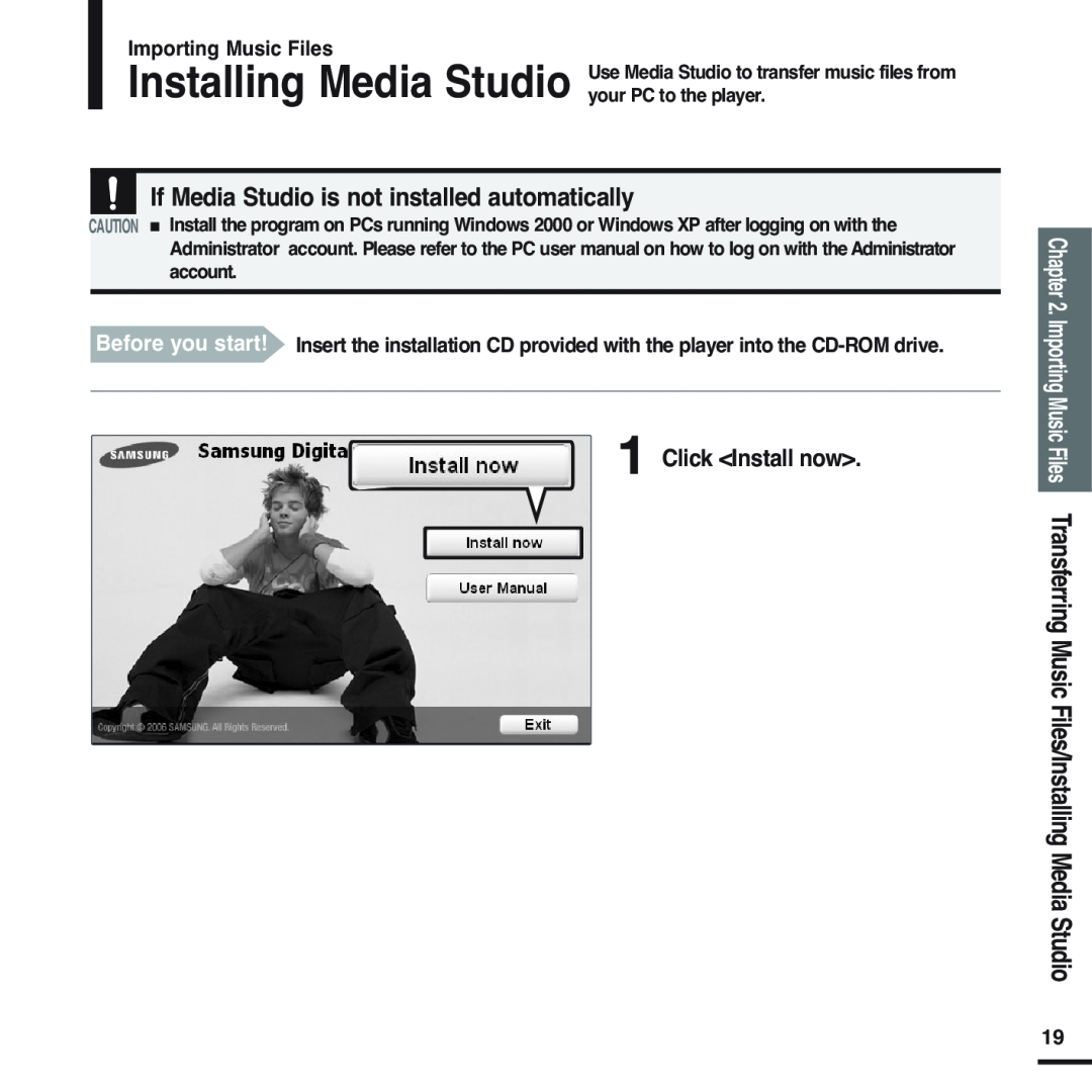 Samsung YP-F2 manual Installing Media Studio, If Media Studio is not installed automatically 