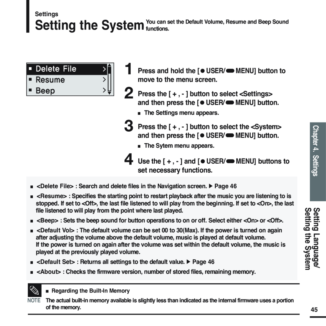 Samsung YP-F2 manual MENU button to 